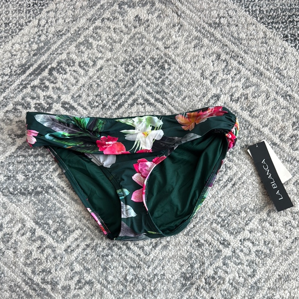La Blanca Dark Green Floral Bikini Bottom